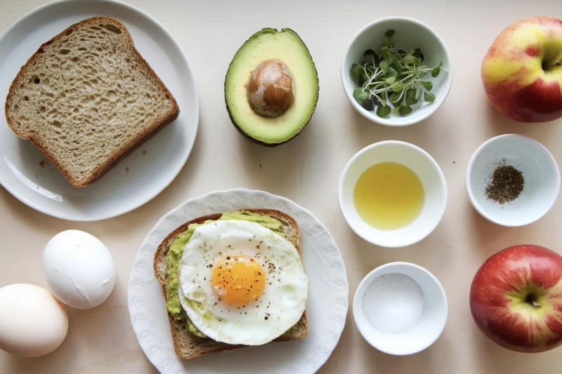 Avocado Toast with Egg and Apples Ingredients Avocado Toast with Egg and Apples Ingredients