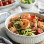 Featured image of 30 Minute Tuscan Shrimp Zoodles Keto served in a bowl