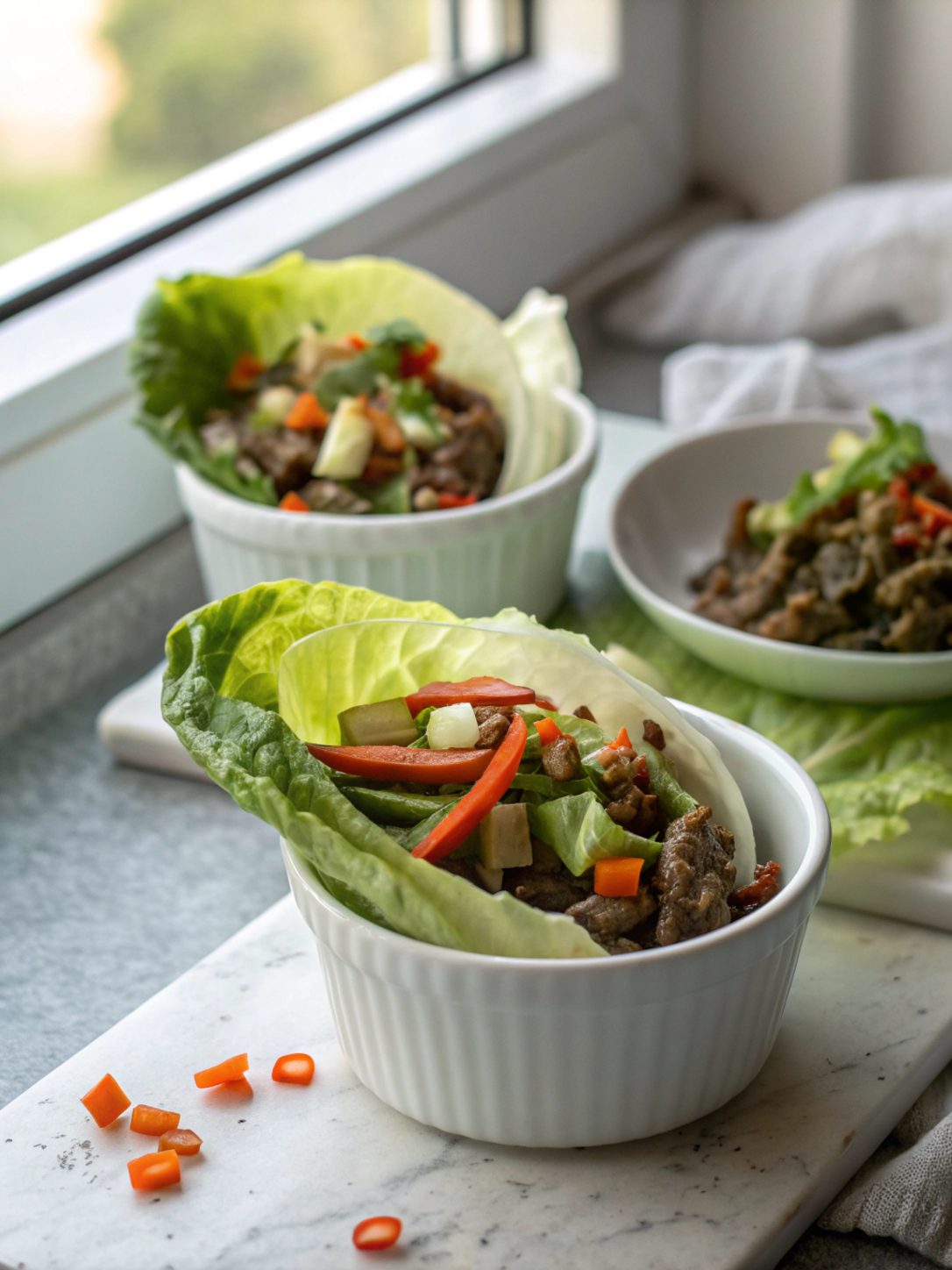 Delicious Keto Beef Bulgogi Lettuce Wraps served fresh on a platter