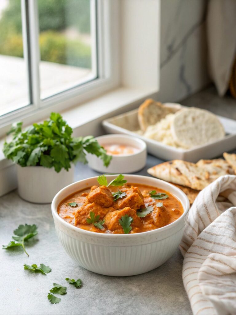 Keto Instant Pot Butter Chicken featured image showing vibrant curry in a bowl