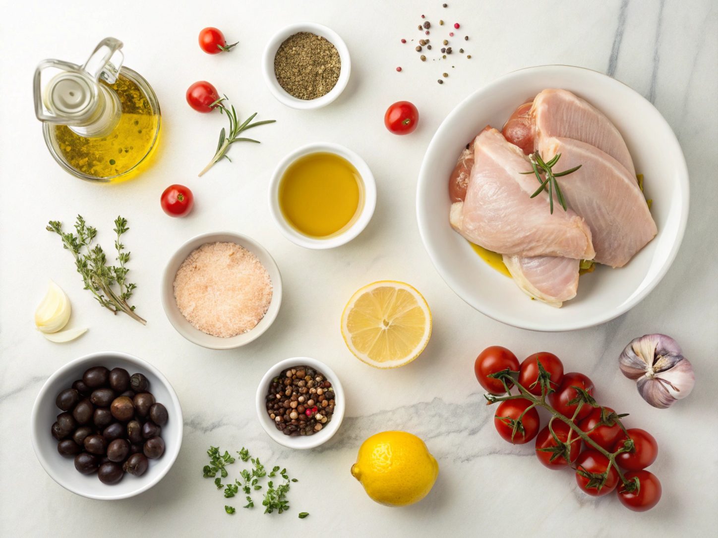 A visual showcase of ingredients for Slow Cooker Greek Chicken Keto.