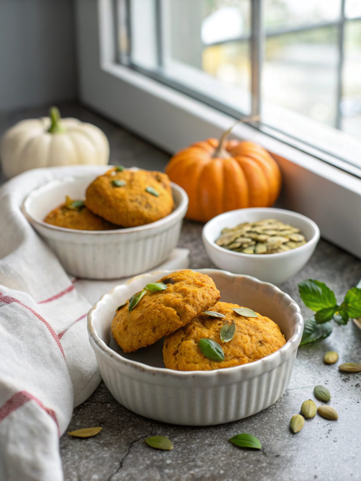A tantalizing view of finished 3 ingredient keto pumpkin cookies