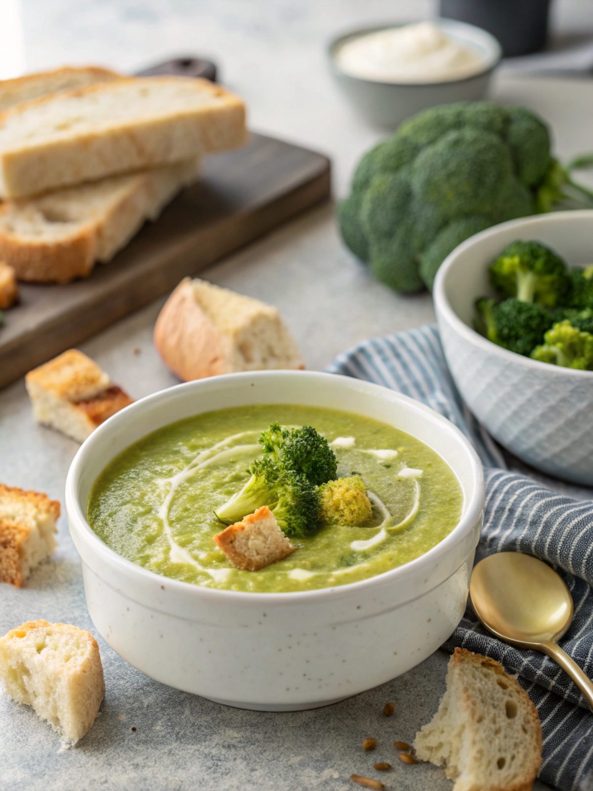 Featured image of a delicious baked broccoli keto soup bowl.