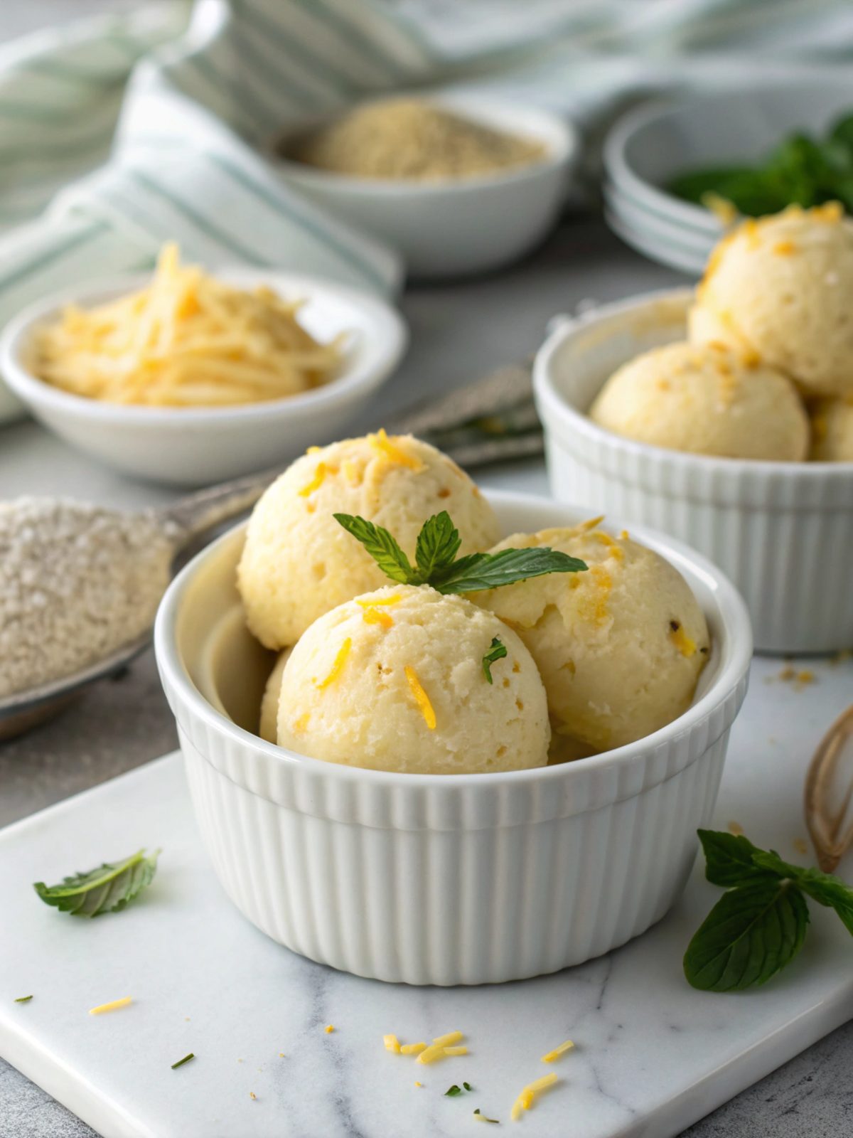 The finished baked keto butter fat bombs, presented in a bowl.