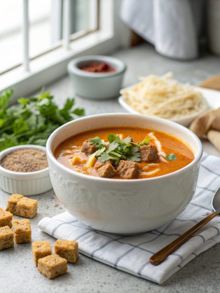 Featured image of comforting buffalo keto soup pot
