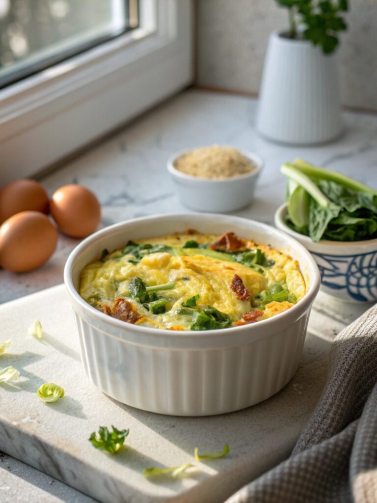 A delicious Keto Cabbage Breakfast Casserole, perfectly baked and ready to serve.