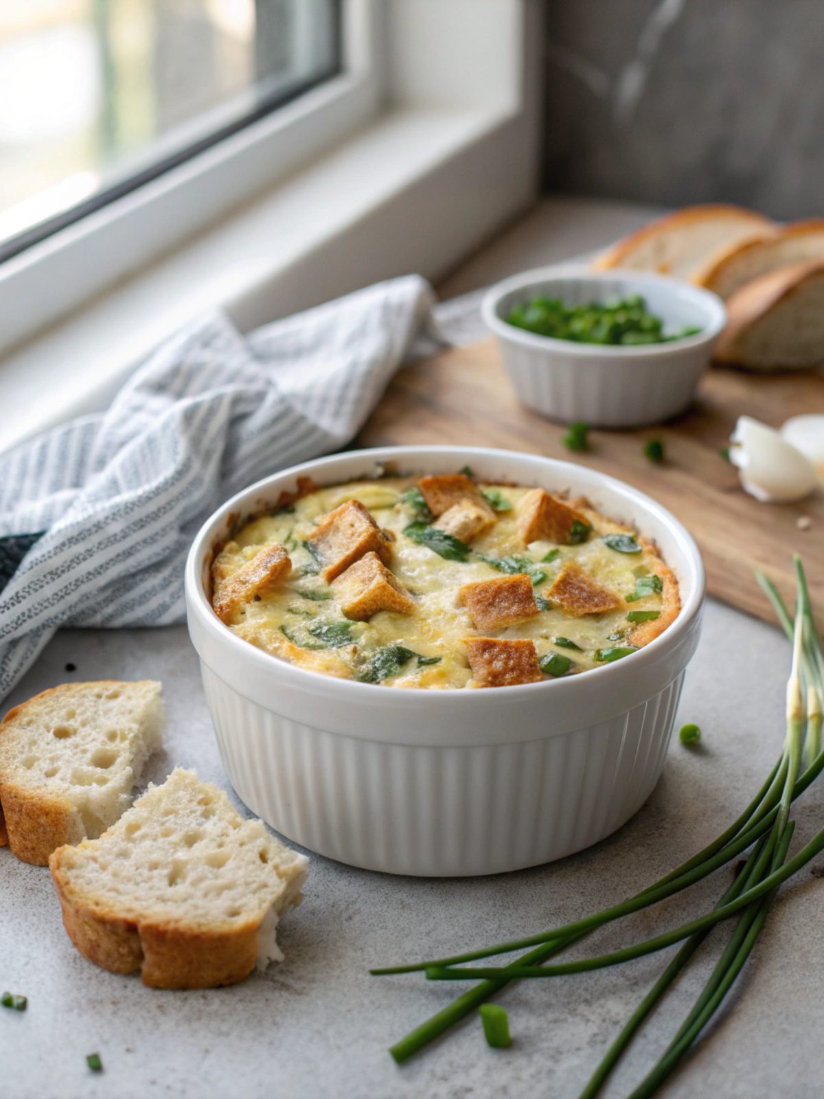 Mouth-watering keto chive breakfast casserole, fresh out of the oven