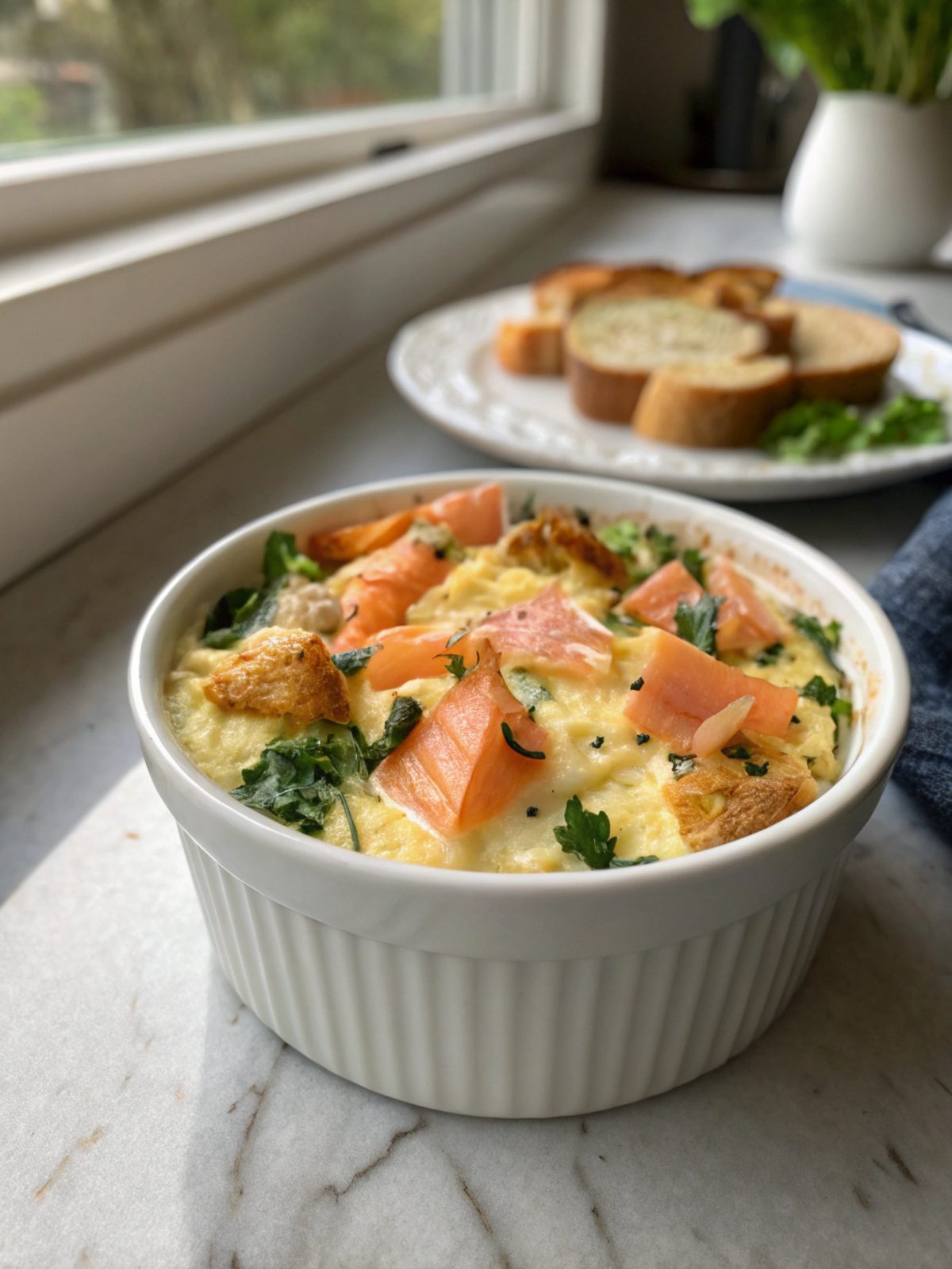 SEO-friendly alt text describing the featured image of keto smoked salmon breakfast casserole