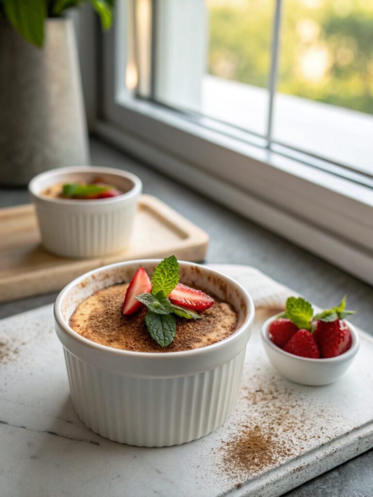 Delicious Low Carb Cinnamon Pudding Treat served in a bowl