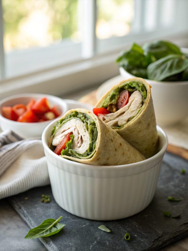 Featured image of Turkey Pesto Mozzarella Wrap Recipe