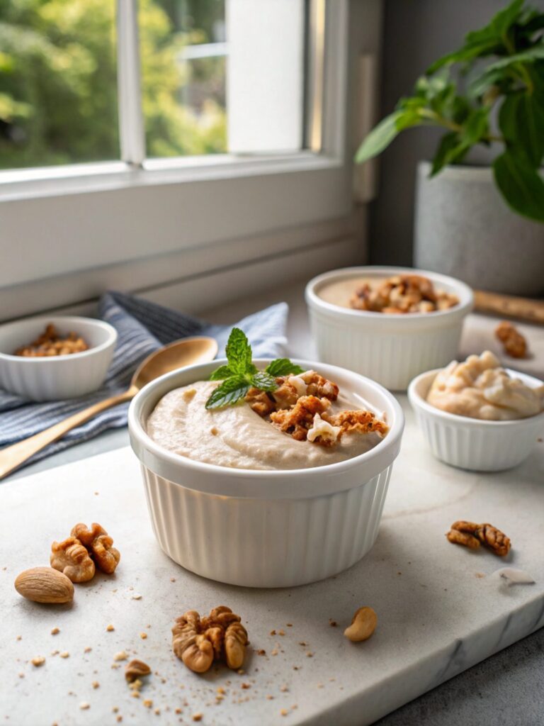 Creamy and rich walnuts keto mousse cup presented beautifully.