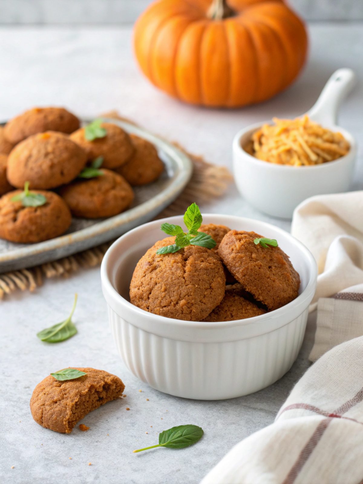 Plated deliciously easy keto pumpkin cookies ready to serve.