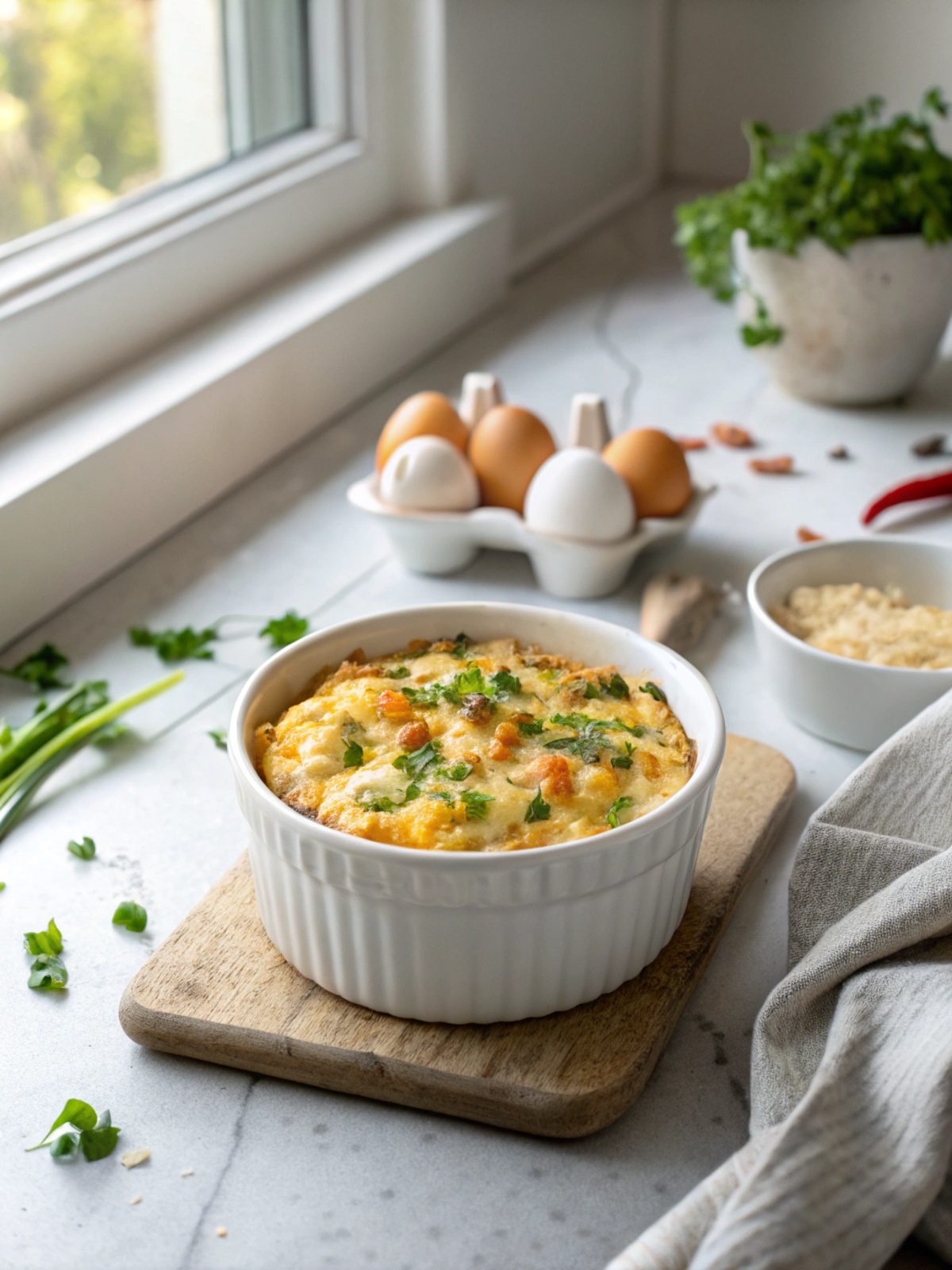 A hearty and delicious Keto Cauliflower Breakfast Casserole served fresh.