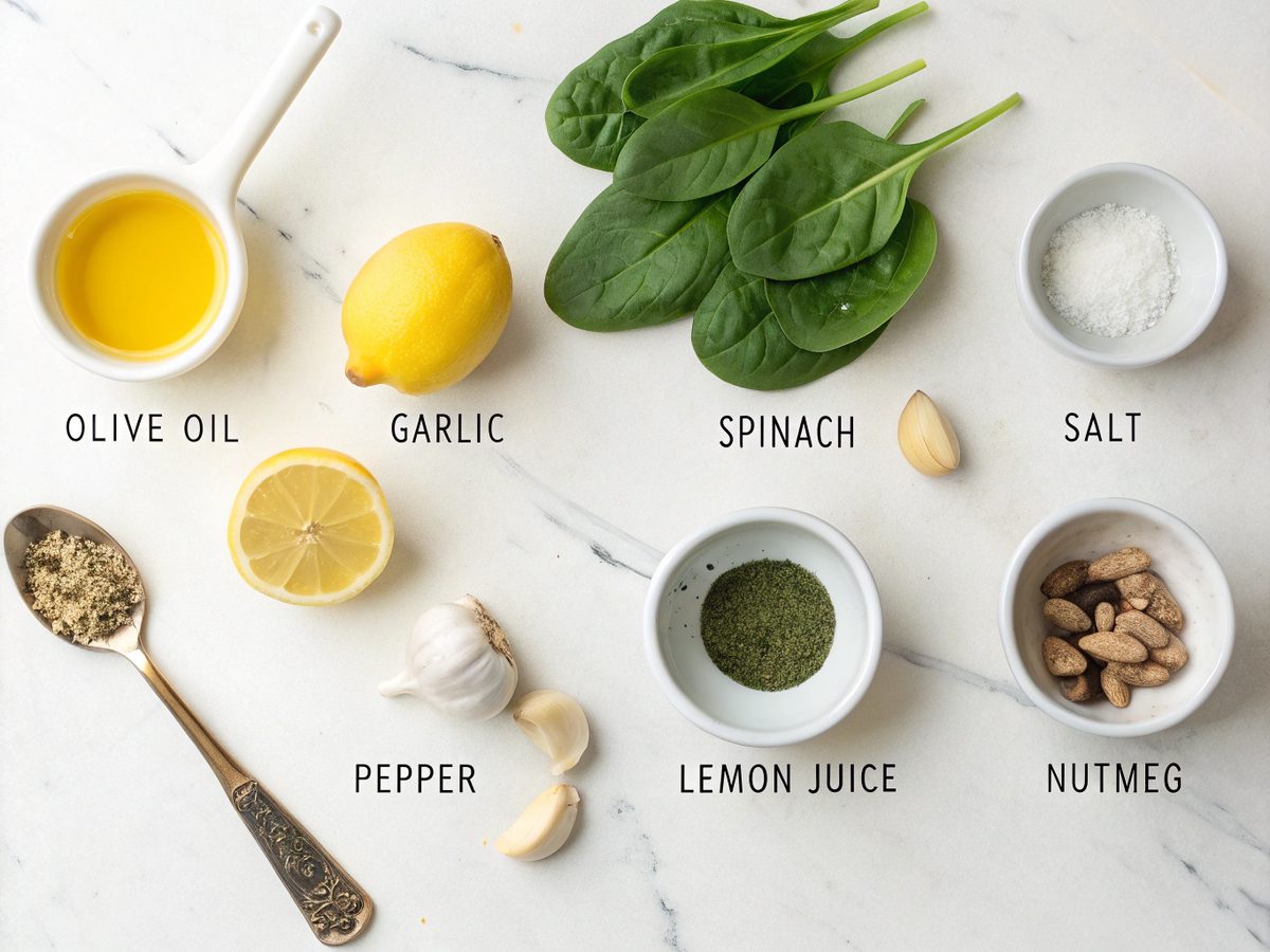 Ingredients for making low carb spinach in a pressure cooker