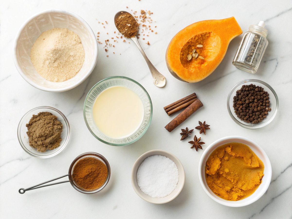 Ingredients for making a low carb pumpkin pudding treat.
