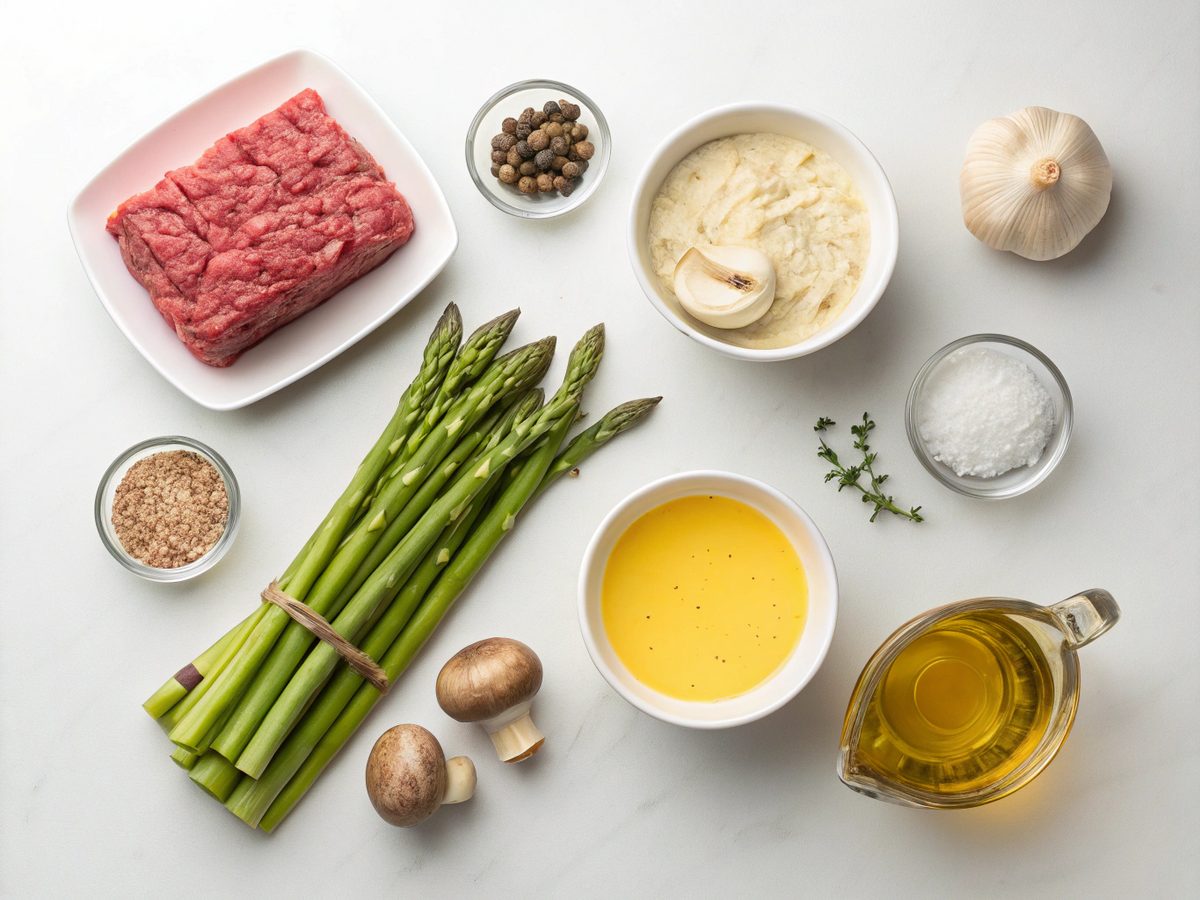 Image showing ingredients for Baked Beef and Asparagus Casserole