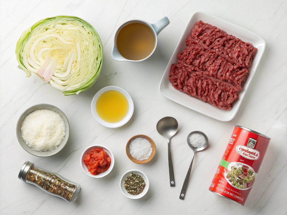 Image showcasing ingredients for making an Instant Pot Cabbage Keto Recipe