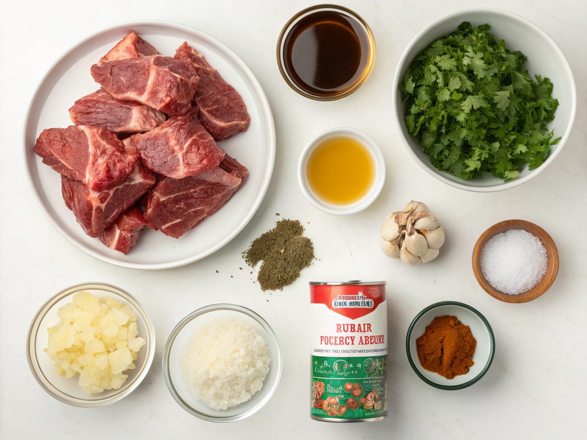 Ingredients for preparing Keto Beef Short Rib Skillet with Coconut Milk