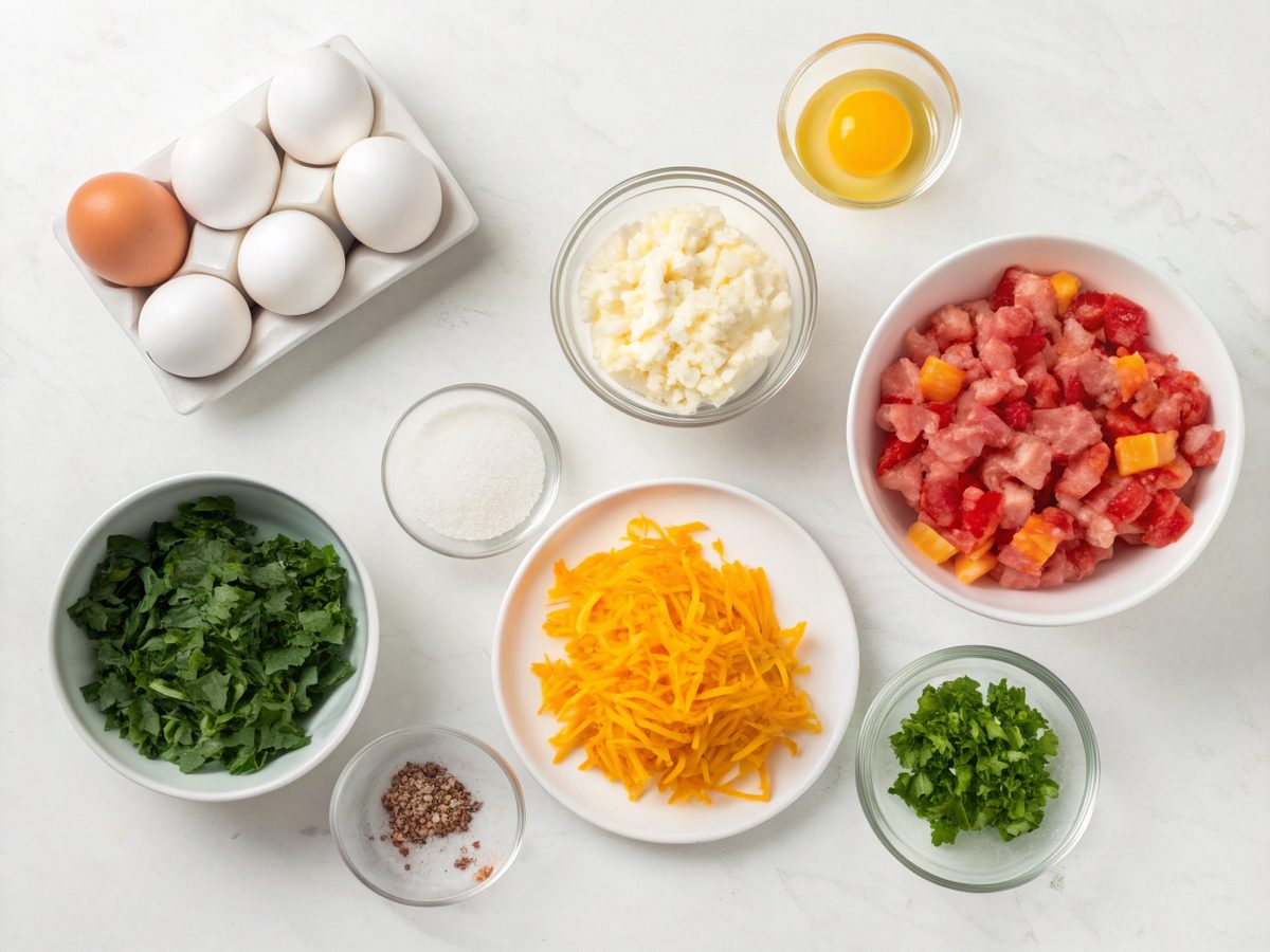 Visual layout of ingredients for Keto Bell Pepper Breakfast Casserole