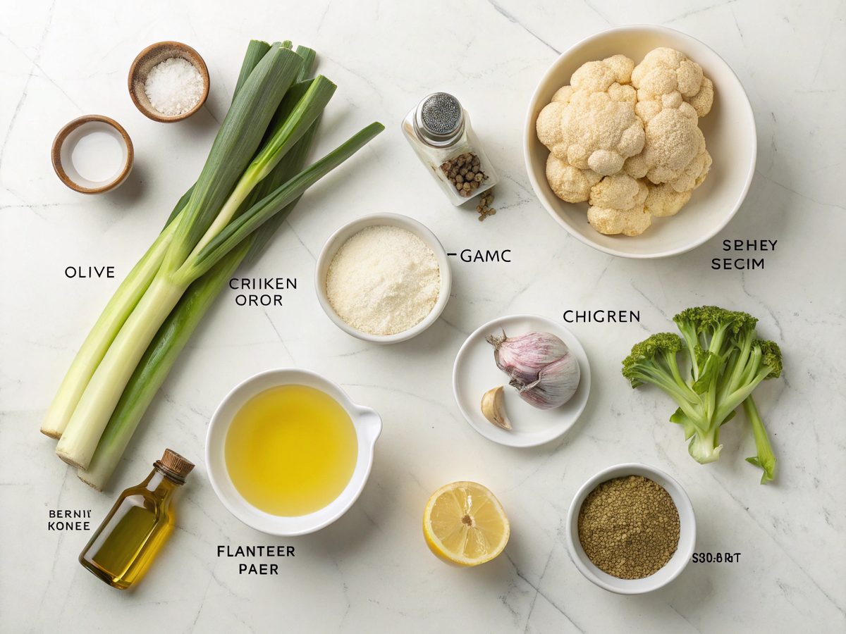 Ingredients flatlay for Keto Ginger Chowder Recipe
