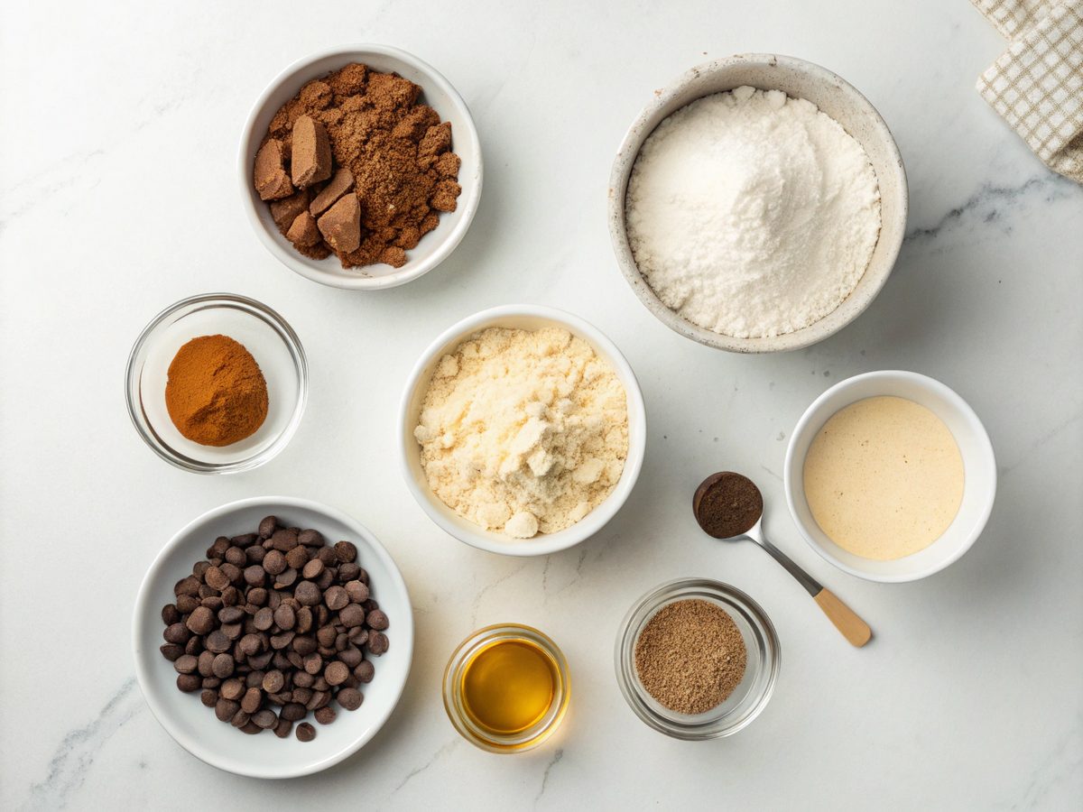 A visual guide of ingredients needed for making keto no-bake almond flour bars.