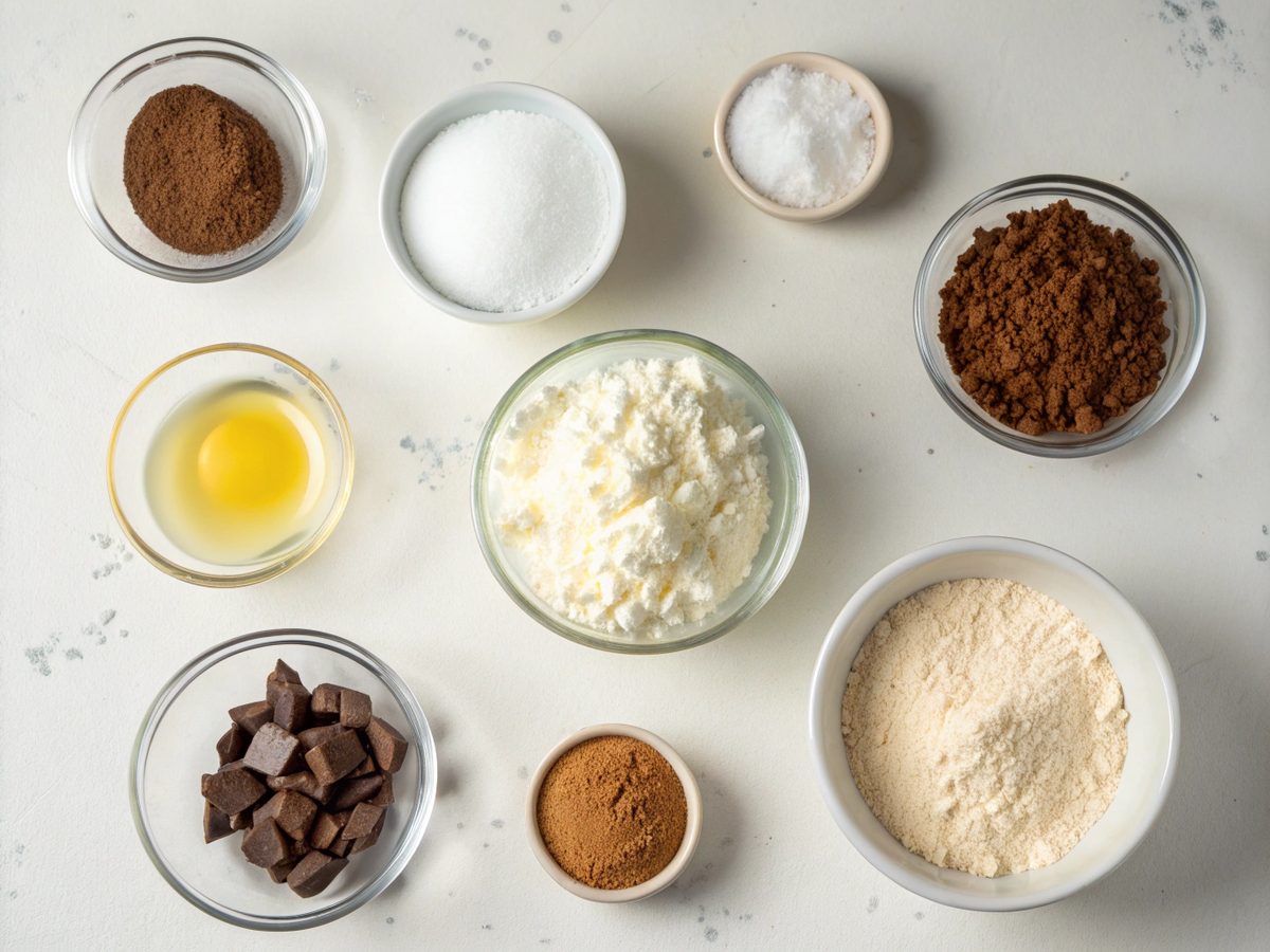 Flat lay of the keto no-bake cream cheese bars ingredients
