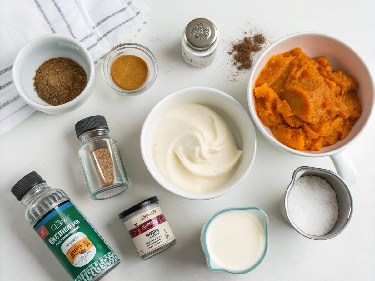 Set of ingredients for making keto pumpkin mousse