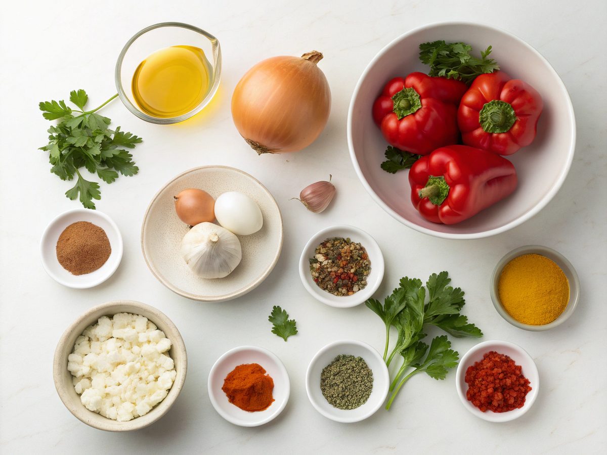 An SEO-friendly image description of keto shakshuka with feta ingredients