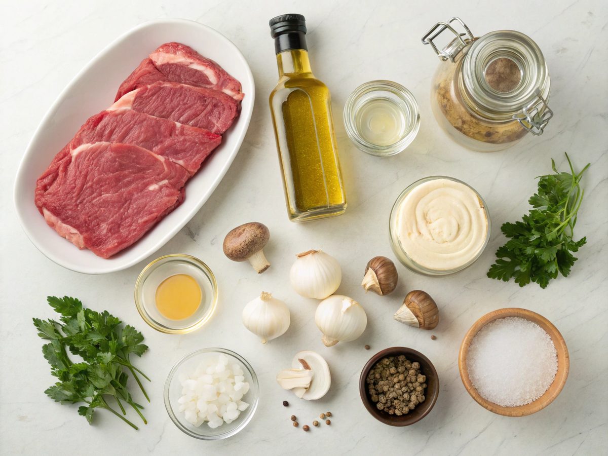 Ingredients for Keto Beef Stroganoff with Garlic
