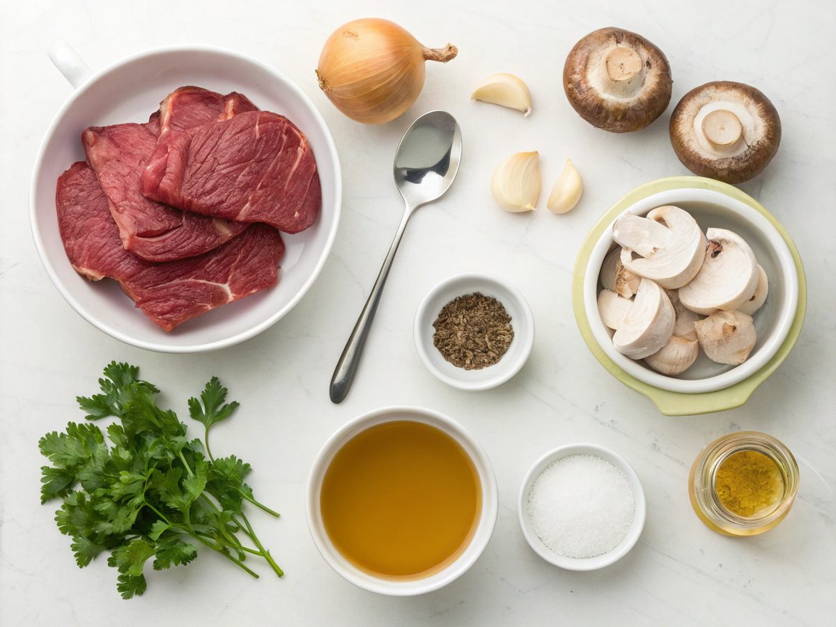 Ingredients for Keto Beef Stroganoff with Mushrooms