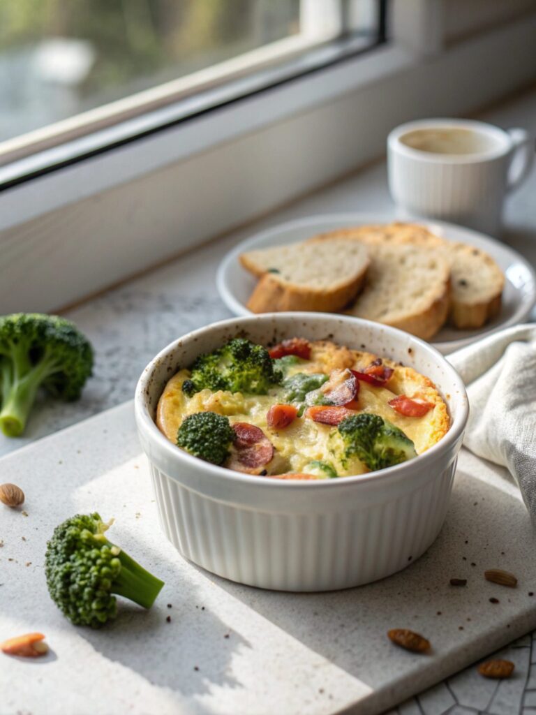 A scrumptious keto broccoli breakfast casserole fresh from the oven