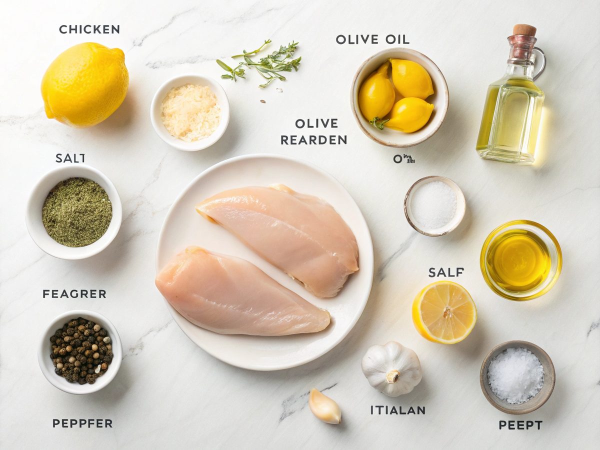 Ingredients for Keto Chicken Lemon Bake: chicken, lemons, garlic, olive oil.