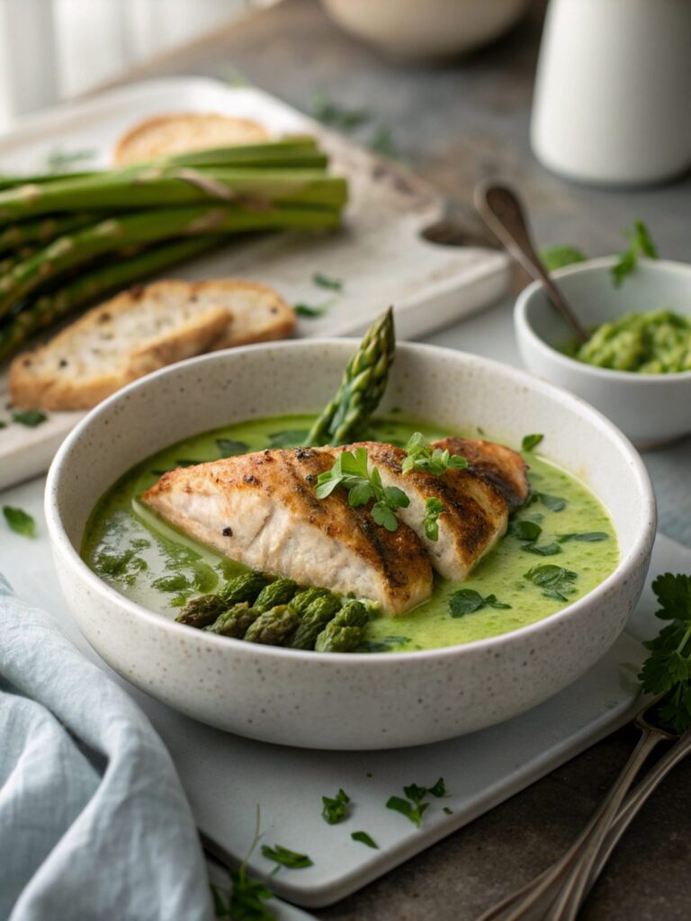 SEO-friendly featured image of Keto Chicken with Asparagus Sauce