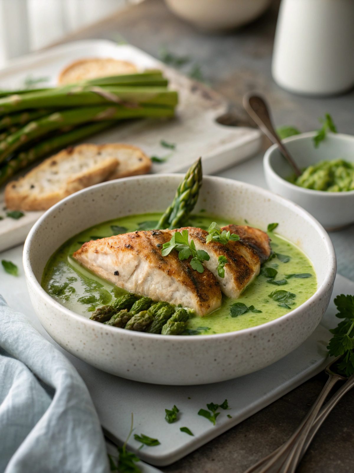 SEO-friendly featured image of Keto Chicken with Asparagus Sauce