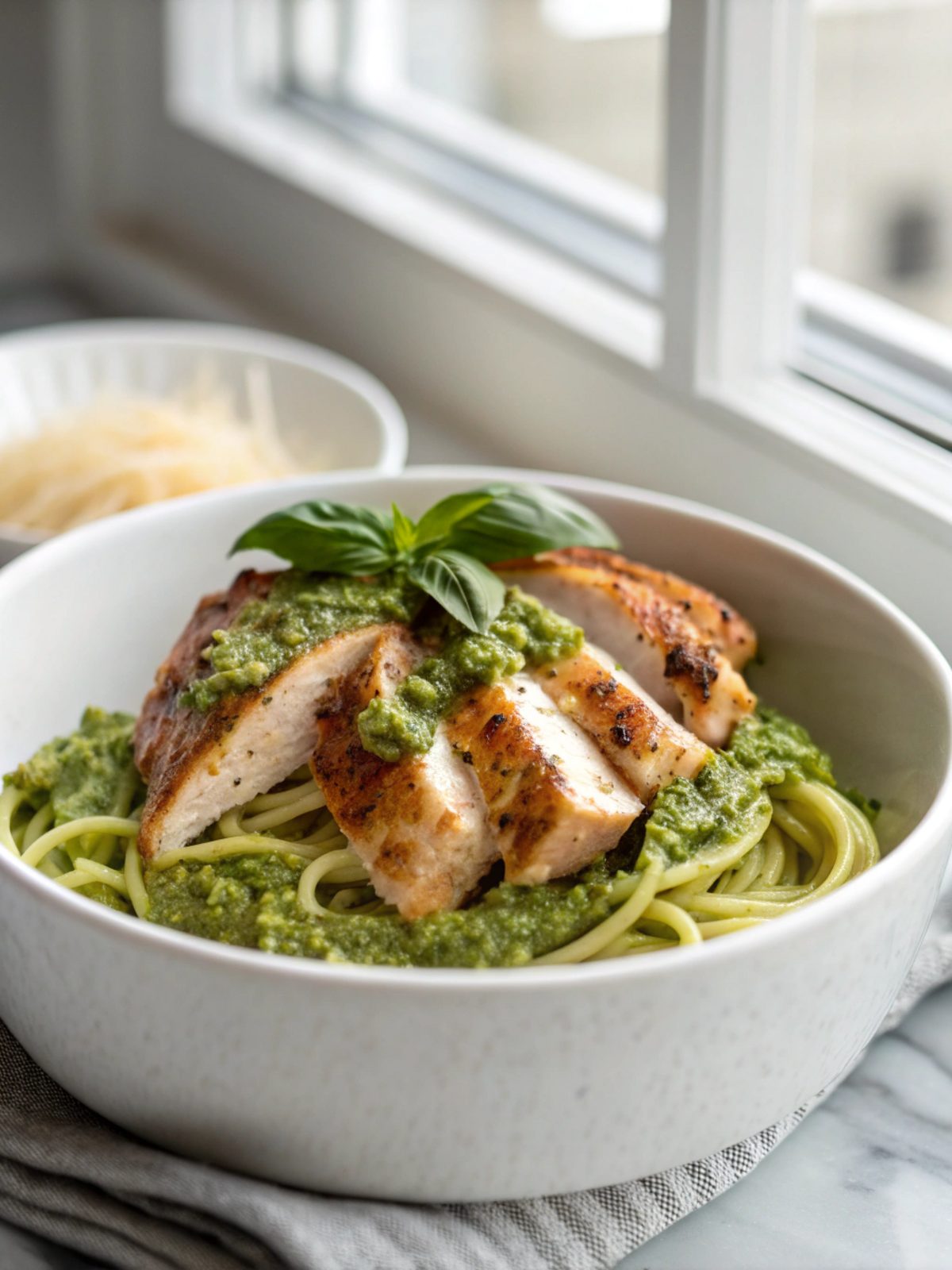Featured image of Keto Chicken with Pesto Sauce, deliciously presented