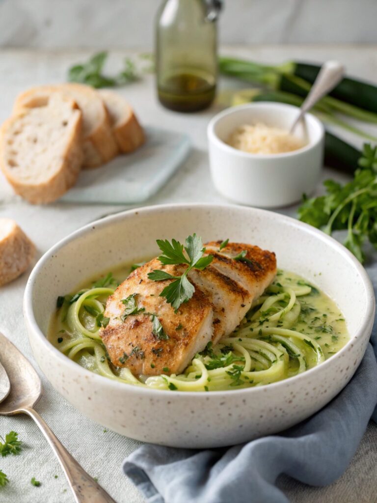 Featured image showcasing Keto Chicken with Zucchini Sauce beautifully plated.