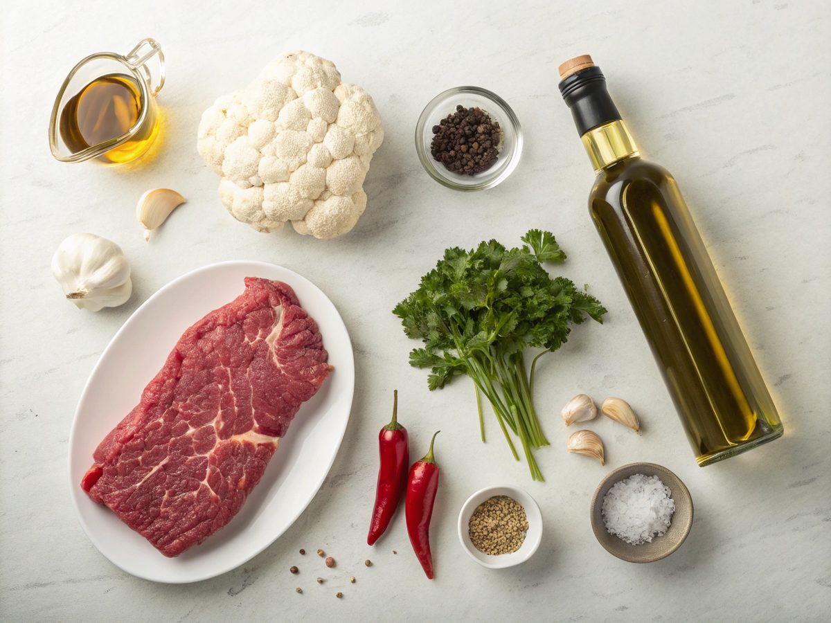 Ingredients for Keto Chimichurri Steak Roasted Cauliflower