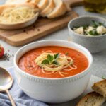Clean image of Keto Creamy Roasted Red Pepper Soup in a bowl