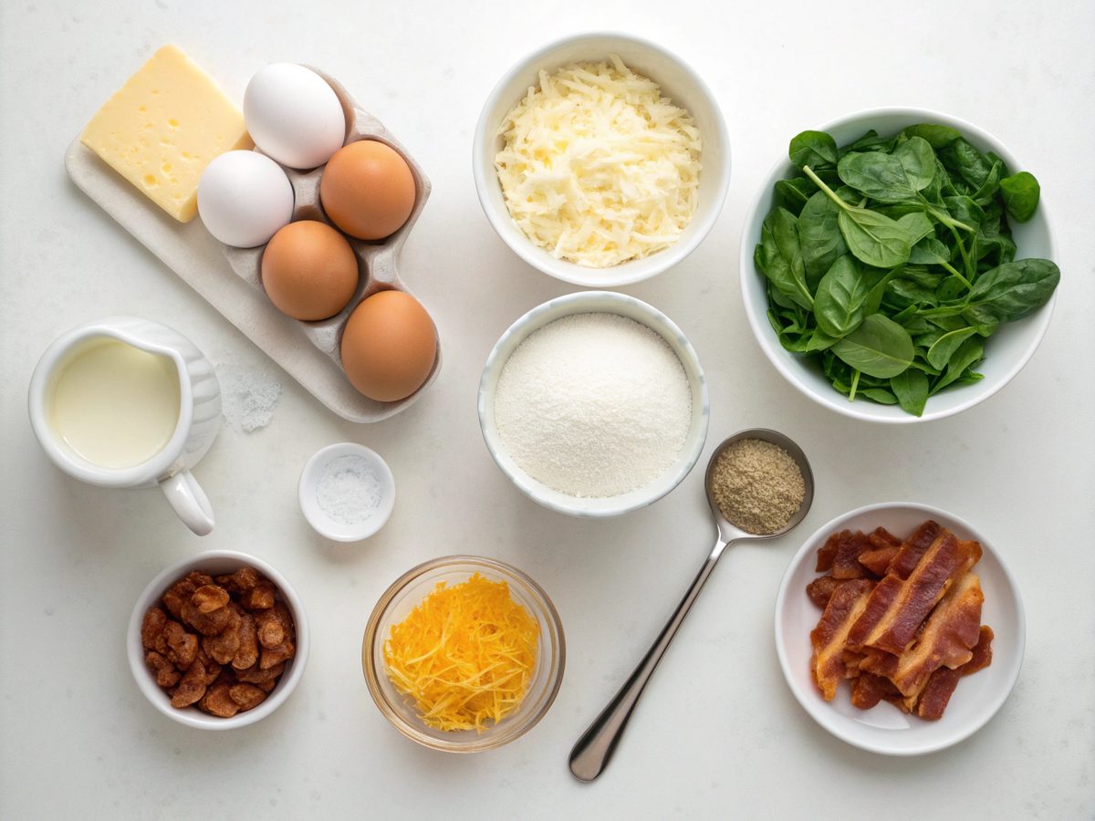 Ingredients for making a keto egg breakfast casserole