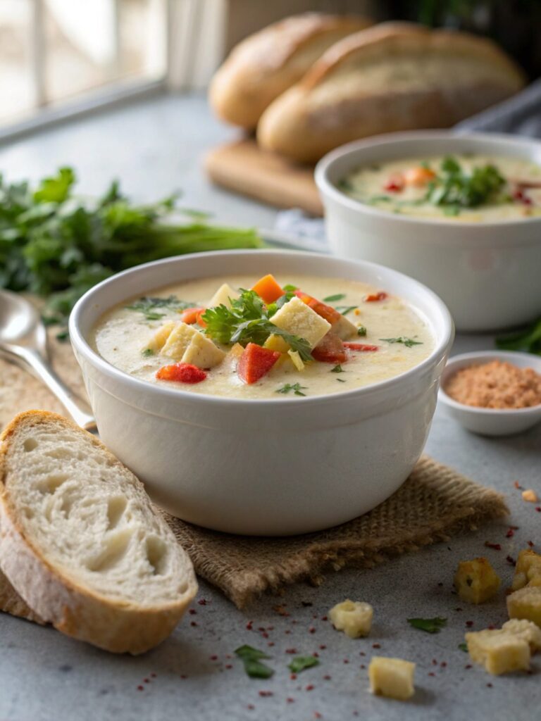 Featured image of the keto ginger chowder recipe in a white bowl