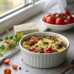 Featured image of beautifully served Keto Ground Beef Breakfast Casserole