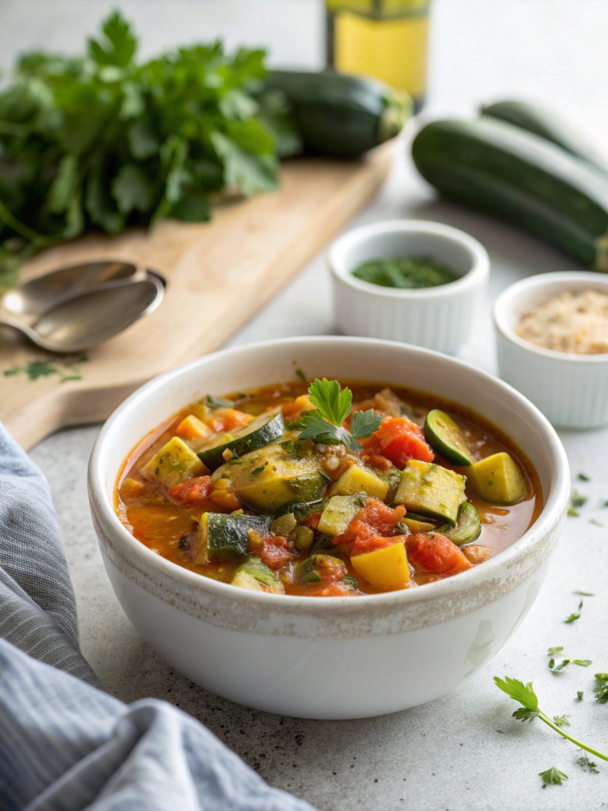 SEO-friendly alt text describing the featured image of Keto Instant Pot Zucchini Stew