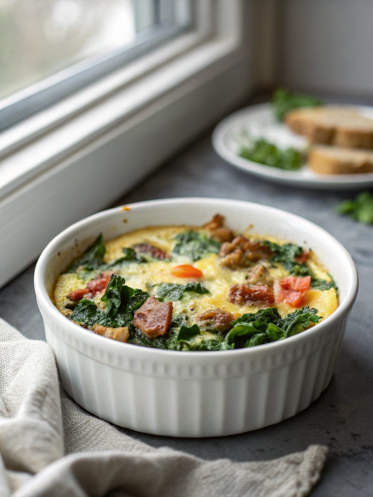 Baked Keto Kale Breakfast Casserole fresh and ready to serve