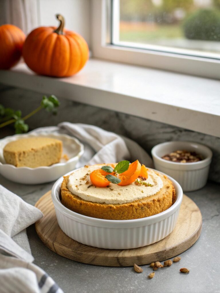 A beautifully styled Keto Pumpkin Cheesecake, showcasing its creamy, low-carb goodness