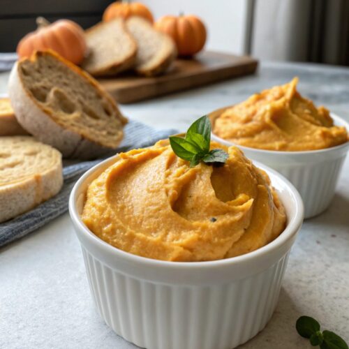 Keto Pumpkin Mousse in a white bowl garnished with cinnamon