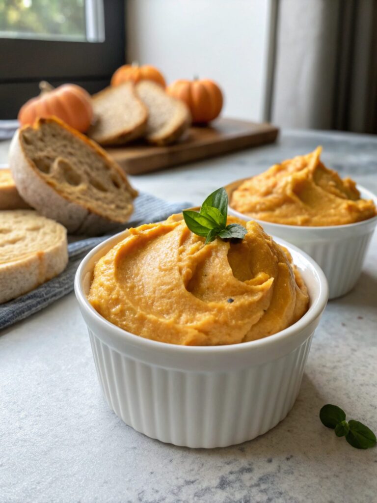 Keto Pumpkin Mousse in a white bowl garnished with cinnamon