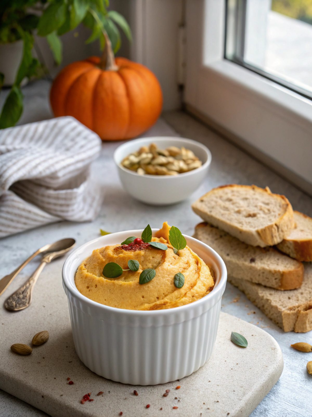 A beautifully presented keto pumpkin mousse in a bowl