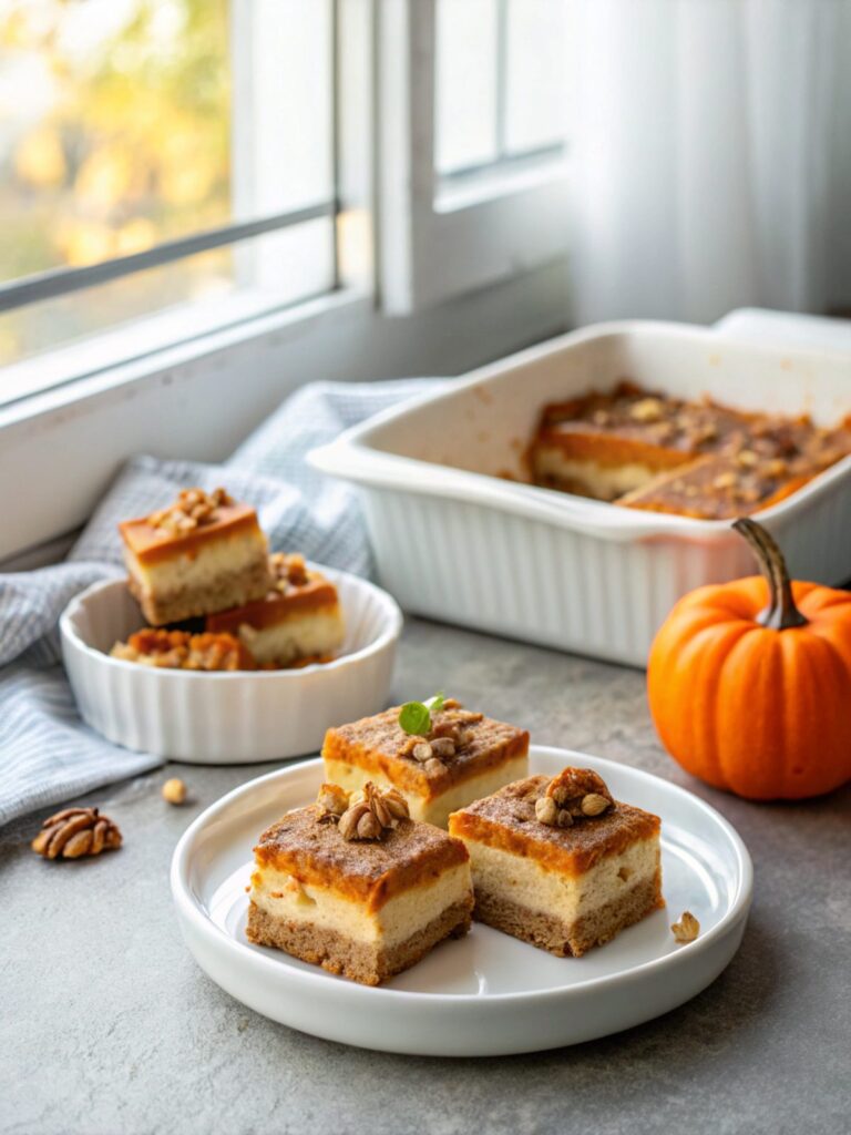 SEO-friendly alt text describing the featured image of keto salted caramel pumpkin cheesecake bars