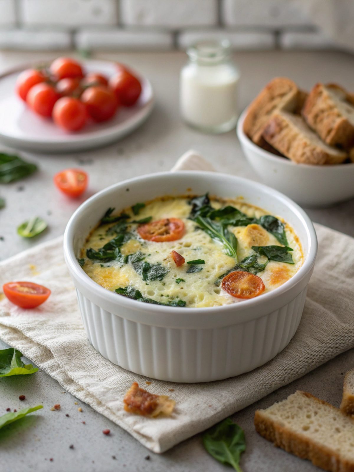 Feature image of keto spinach breakfast casserole, golden and delicious.
