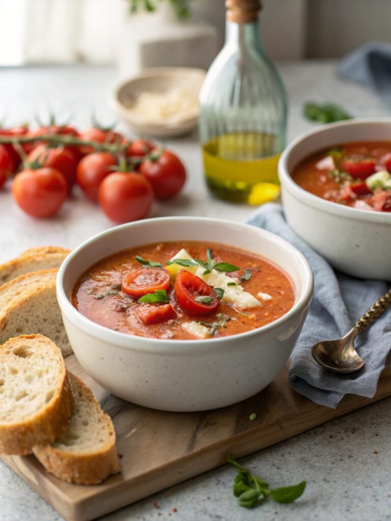 Featured image of a delicious Keto Tomato Chowder Recipe served in a bowl.